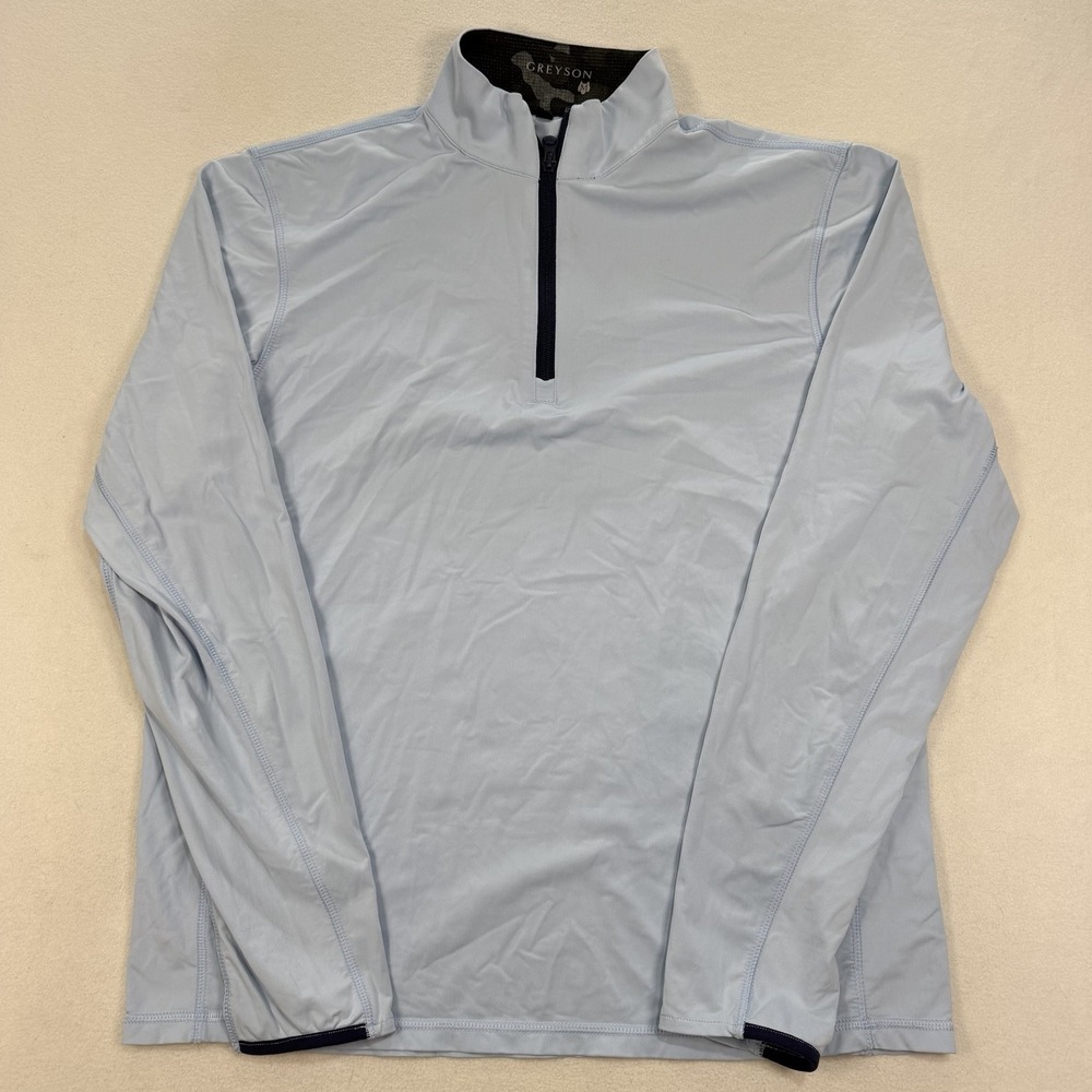 Greyson Golf Tate 1/4 Zip Pullover Solid Blue Performance Medium Long Sleeve - Picture 2 of 8